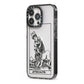 Strength Monochrome Tarot Card iPhone 13 Pro Black Impact Case Side Angle on Silver phone