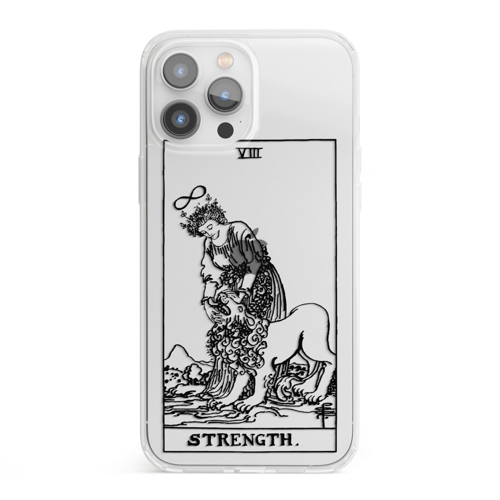 Strength Monochrome Tarot Card iPhone 13 Pro Max Clear Bumper Case