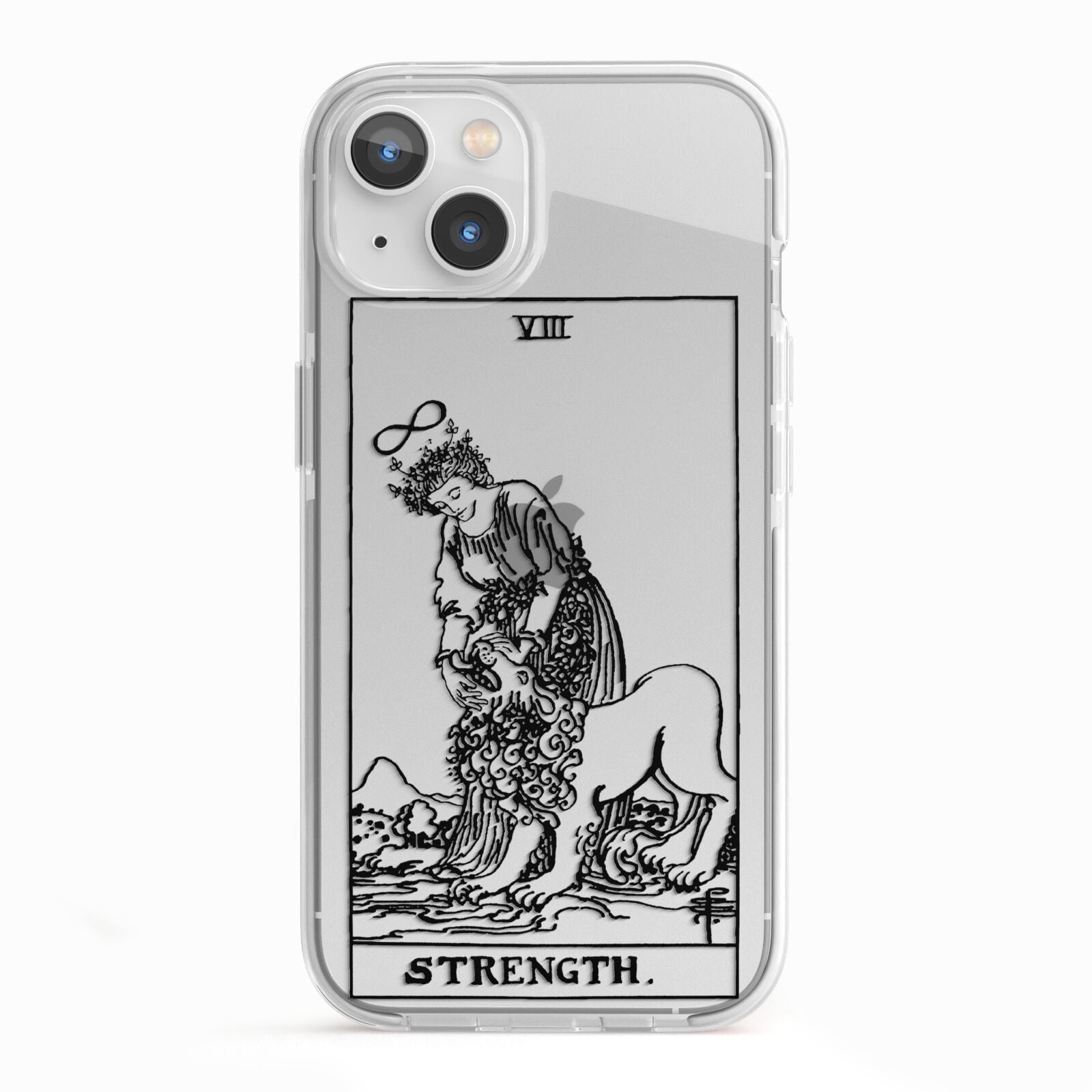 Strength Monochrome Tarot Card iPhone 13 TPU Impact Case with White Edges