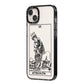 Strength Monochrome Tarot Card iPhone 14 Plus Black Impact Case Side Angle on Silver phone