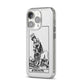Strength Monochrome Tarot Card iPhone 14 Pro Clear Tough Case Silver Angled Image