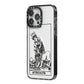 Strength Monochrome Tarot Card iPhone 14 Pro Max Black Impact Case Side Angle on Silver phone
