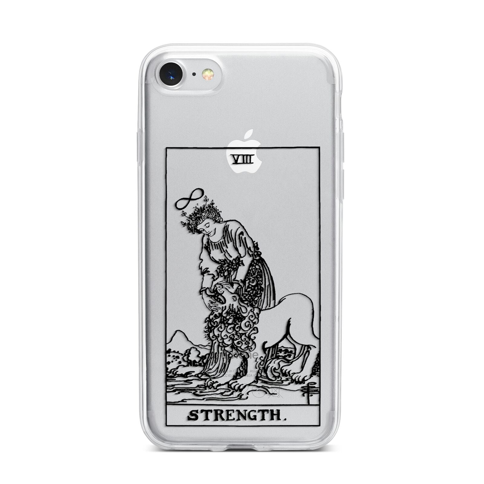 Strength Monochrome Tarot Card iPhone 7 Bumper Case on Silver iPhone