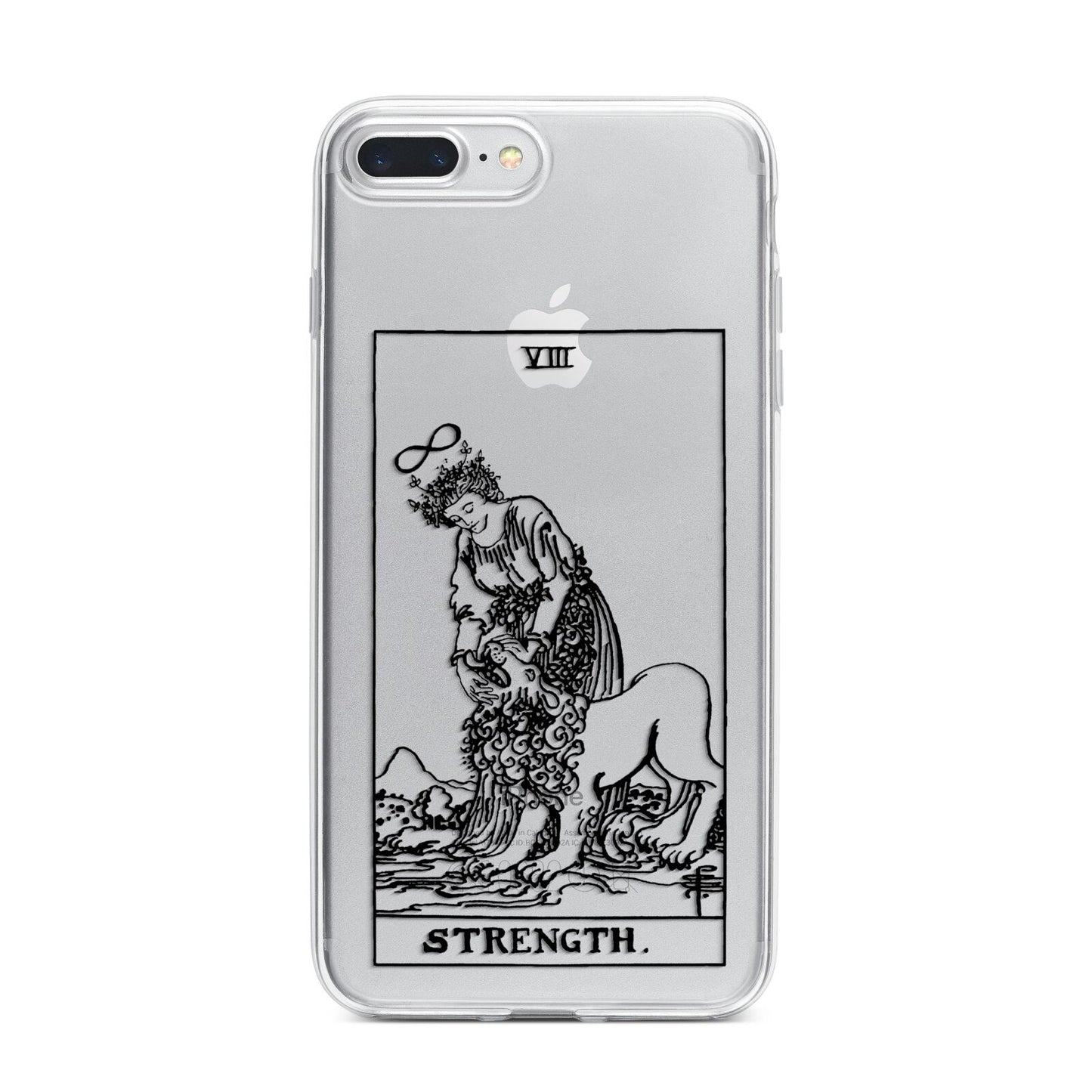 Strength Monochrome Tarot Card iPhone 7 Plus Bumper Case on Silver iPhone