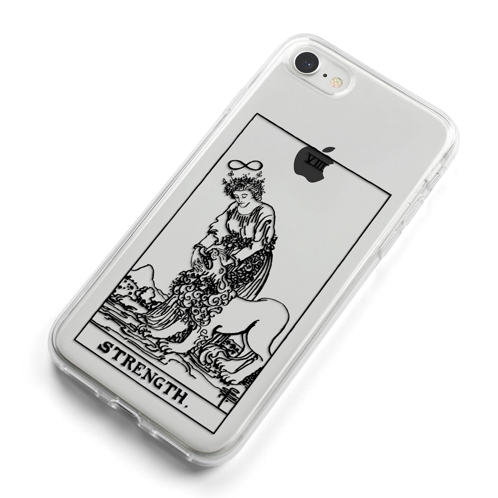 Strength Monochrome Tarot Card iPhone 8 Bumper Case on Silver iPhone Alternative Image