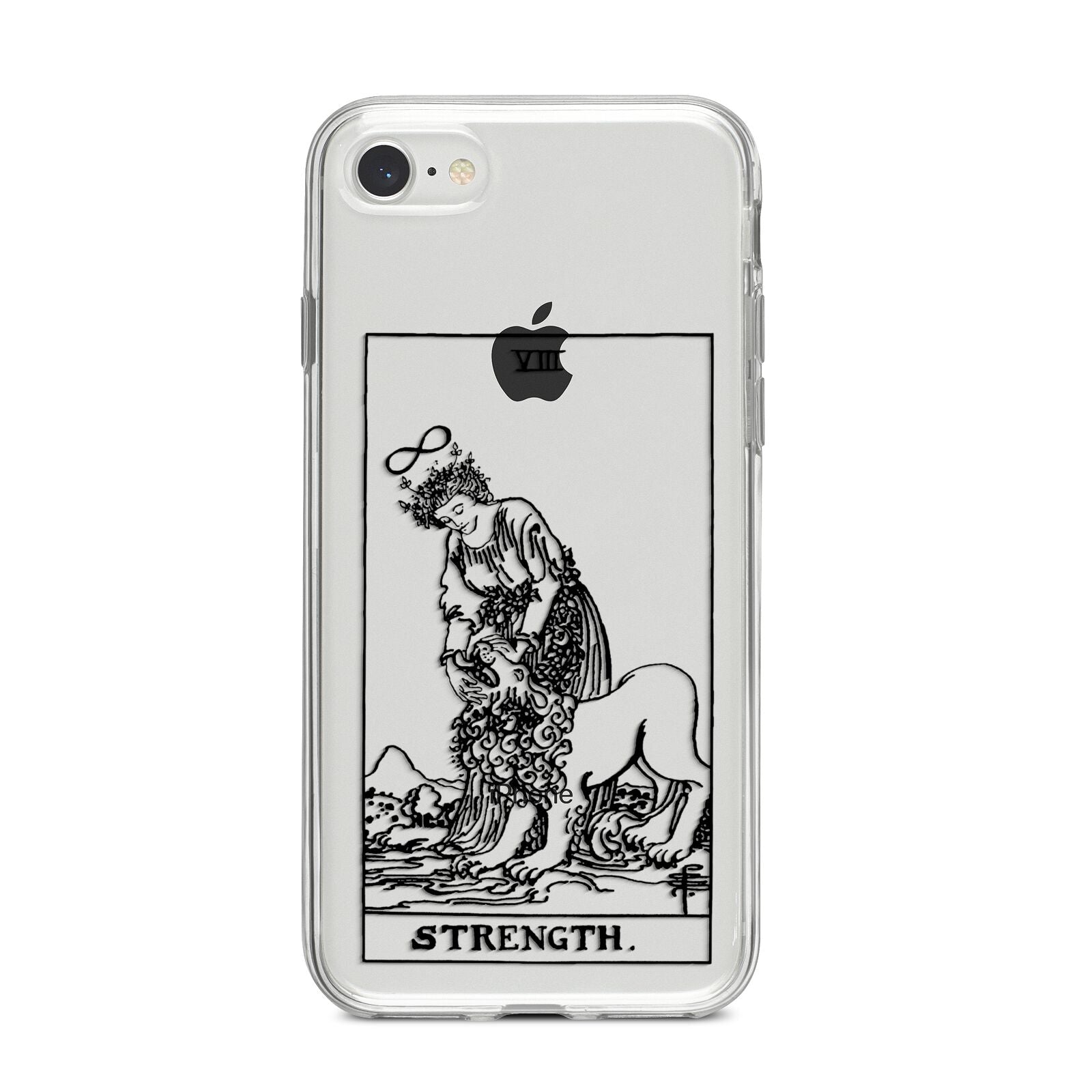 Strength Monochrome Tarot Card iPhone 8 Bumper Case on Silver iPhone