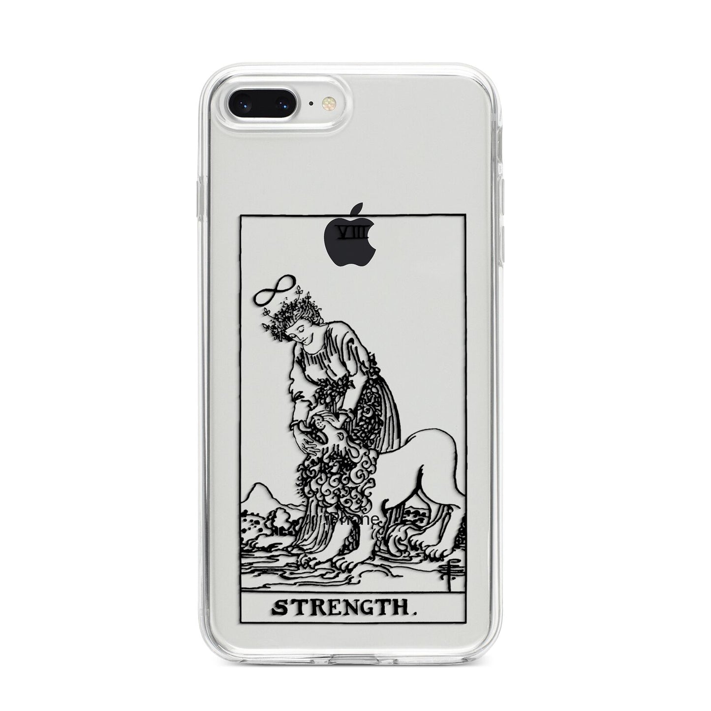 Strength Monochrome Tarot Card iPhone 8 Plus Bumper Case on Silver iPhone