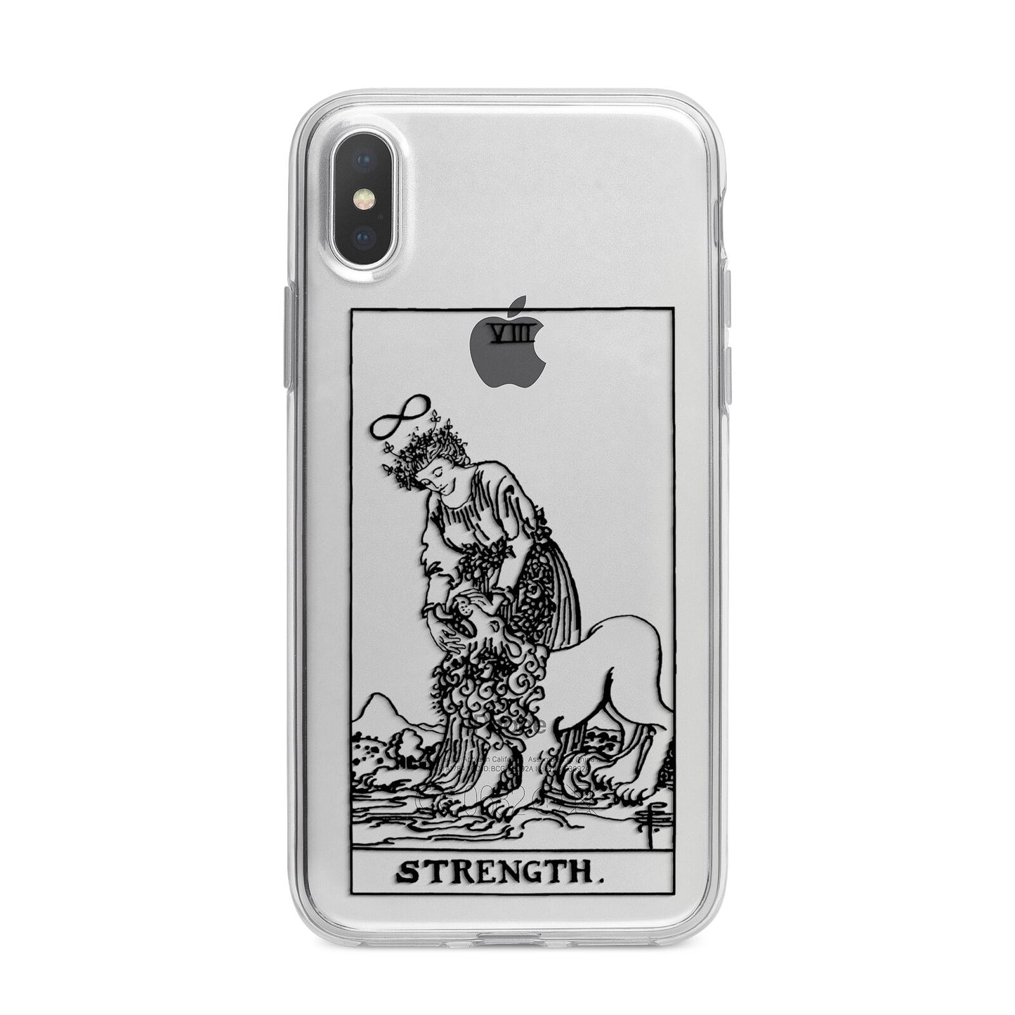 Strength Monochrome Tarot Card iPhone X Bumper Case on Silver iPhone Alternative Image 1