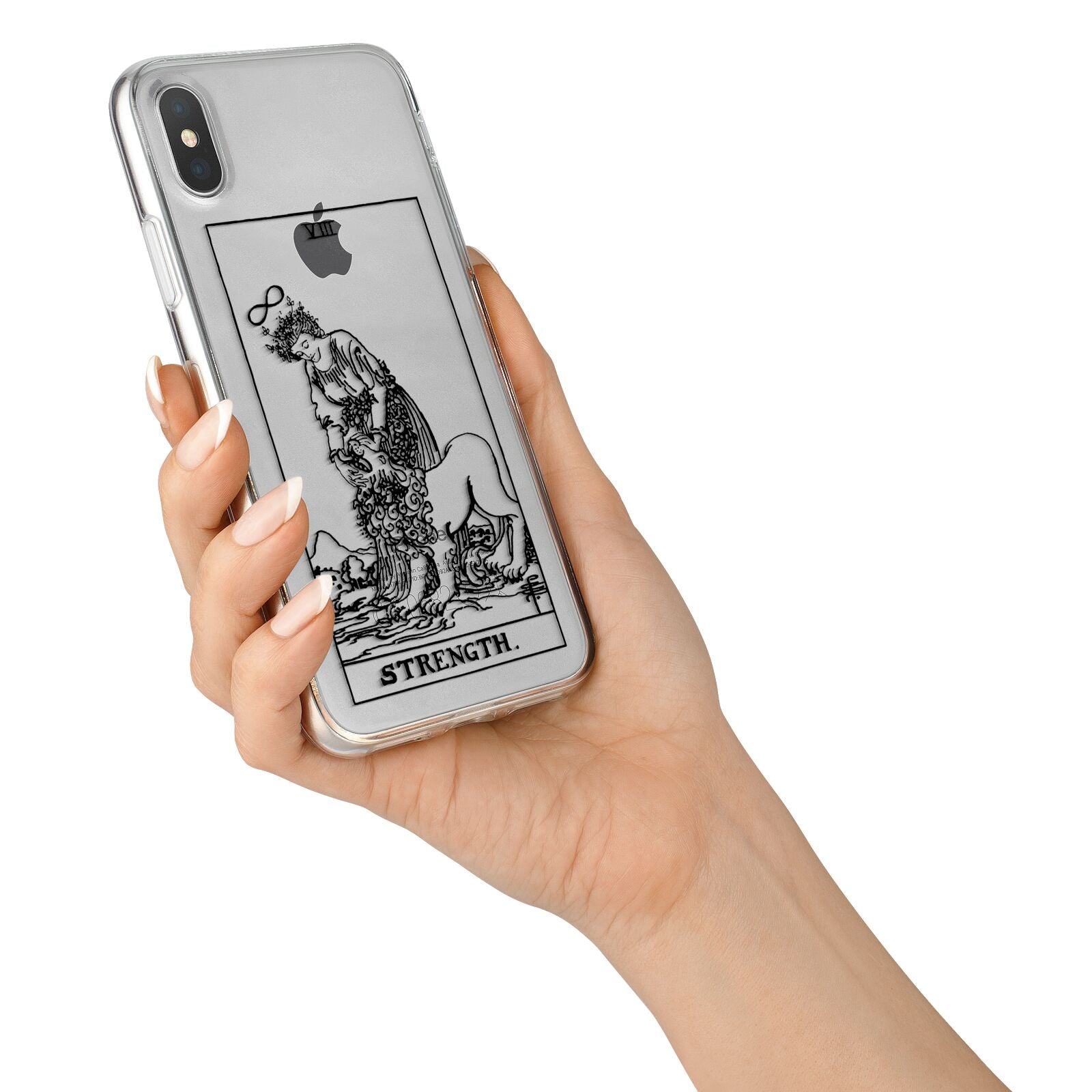 Strength Monochrome Tarot Card iPhone X Bumper Case on Silver iPhone Alternative Image 2