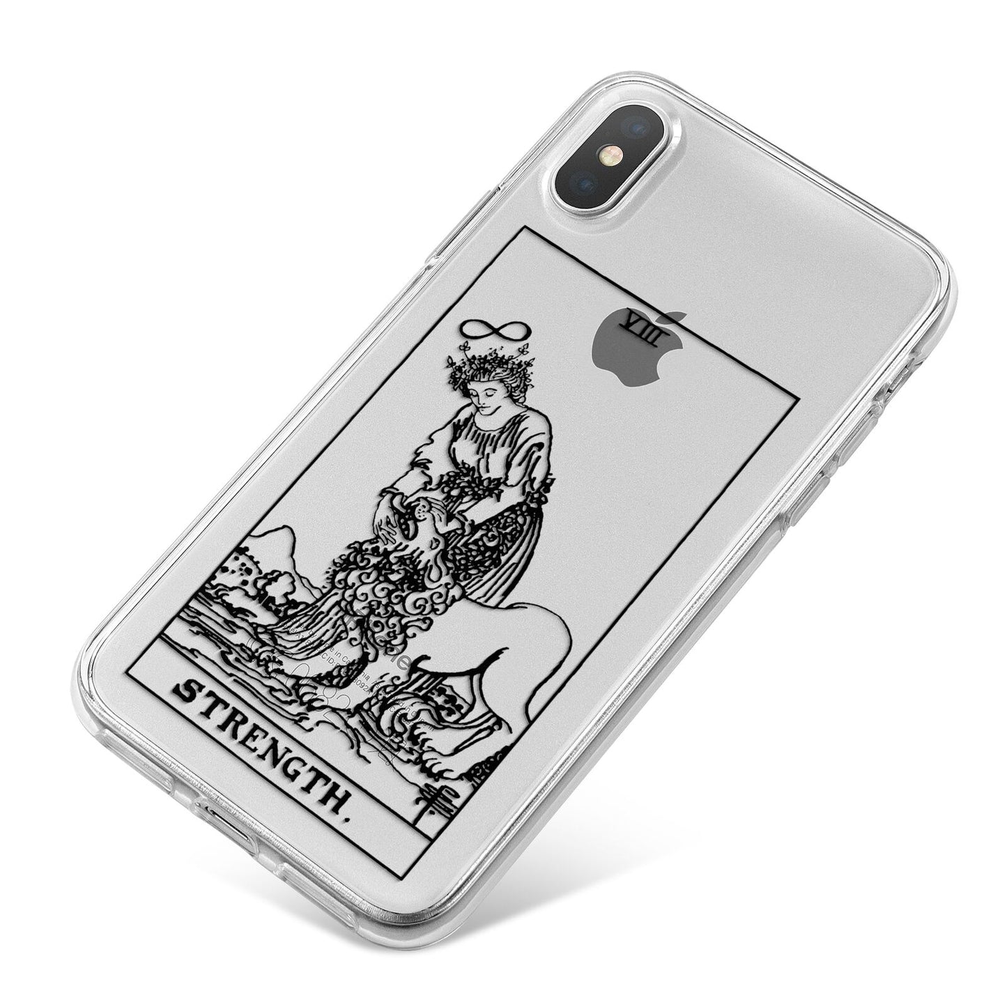 Strength Monochrome Tarot Card iPhone X Bumper Case on Silver iPhone