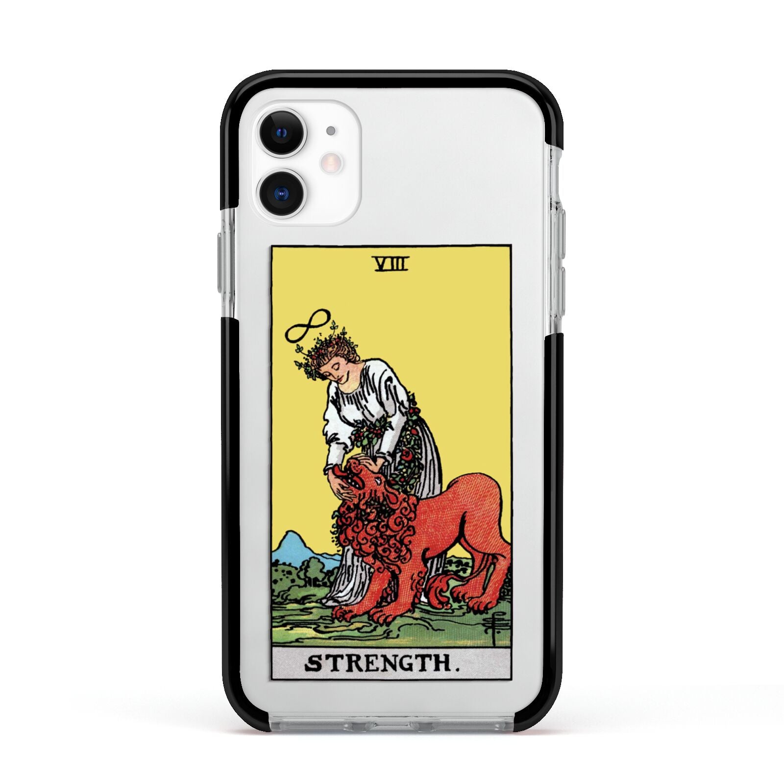Strength Tarot Card Apple iPhone 11 in White with Black Impact Case