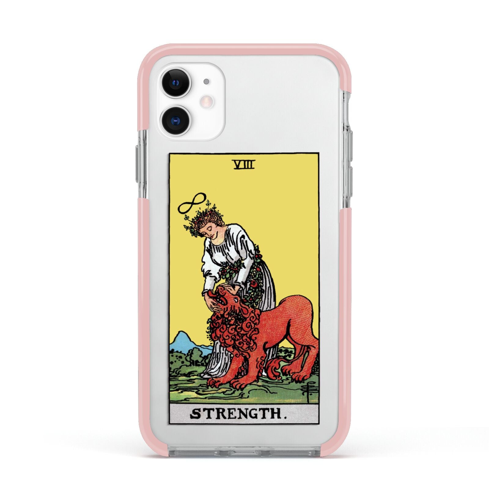 Strength Tarot Card Apple iPhone 11 in White with Pink Impact Case