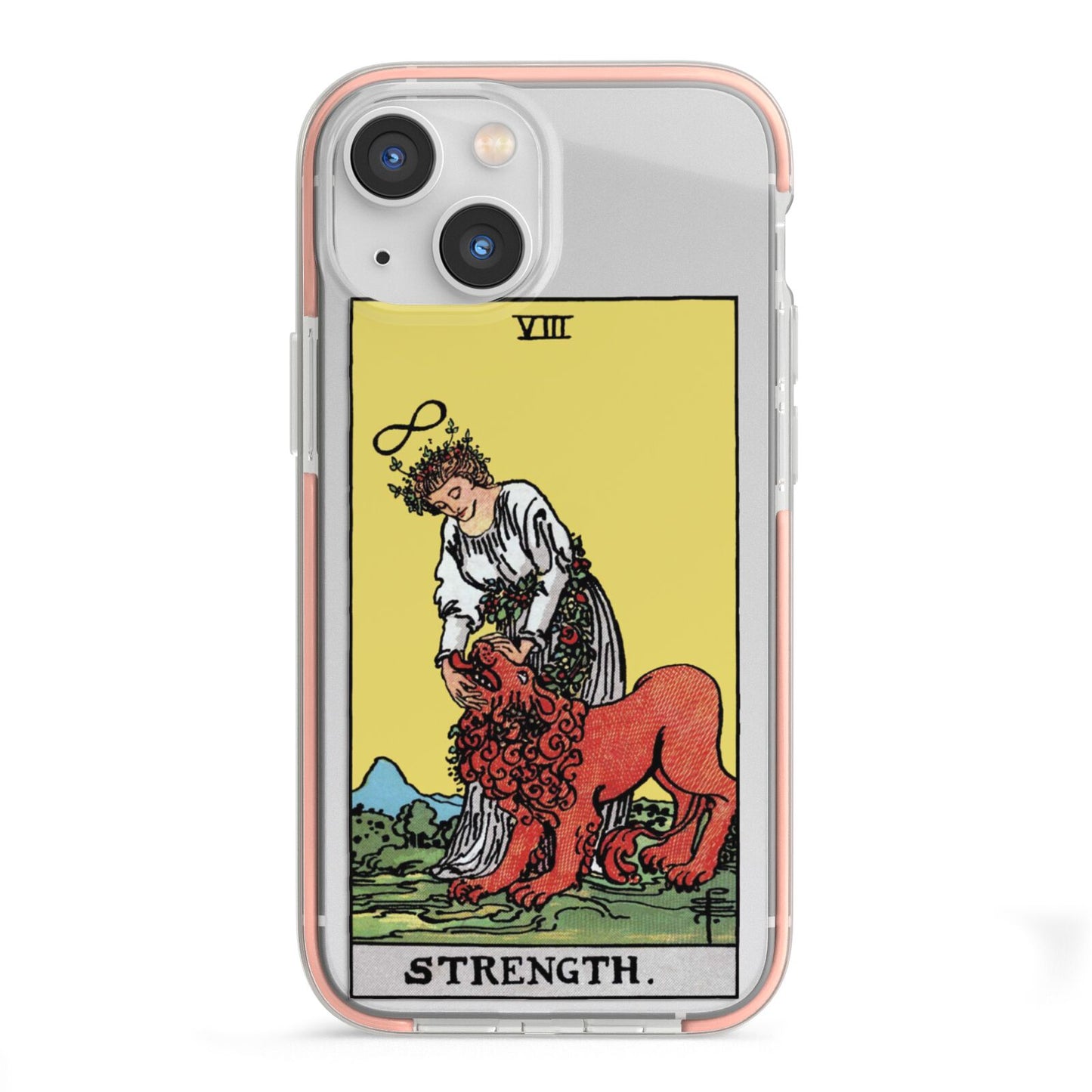 Strength Tarot Card iPhone 13 Mini TPU Impact Case with Pink Edges