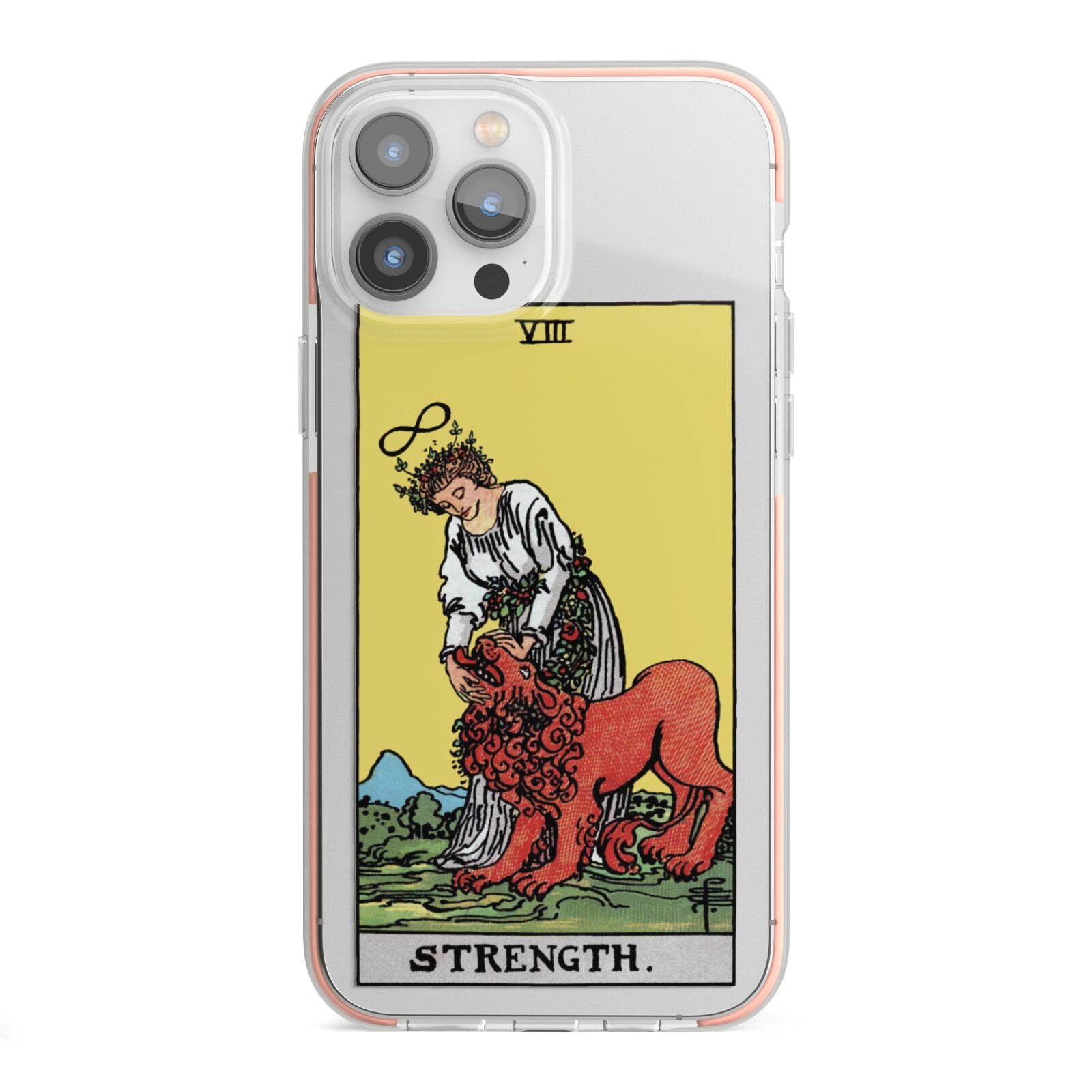 Strength Tarot Card iPhone 13 Pro Max TPU Impact Case with Pink Edges