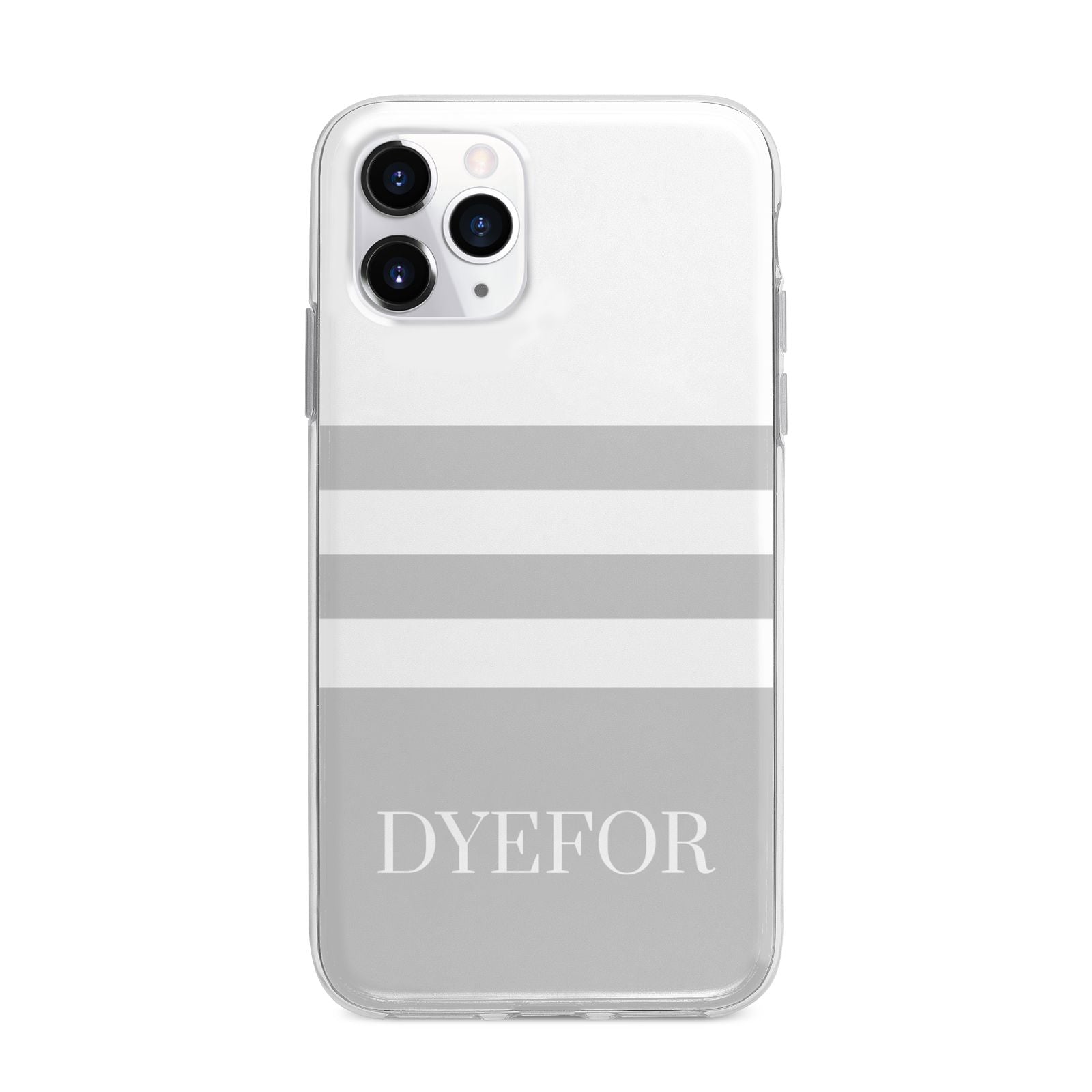 Stripes Personalised Name Apple iPhone 11 Pro Max in Silver with Bumper Case