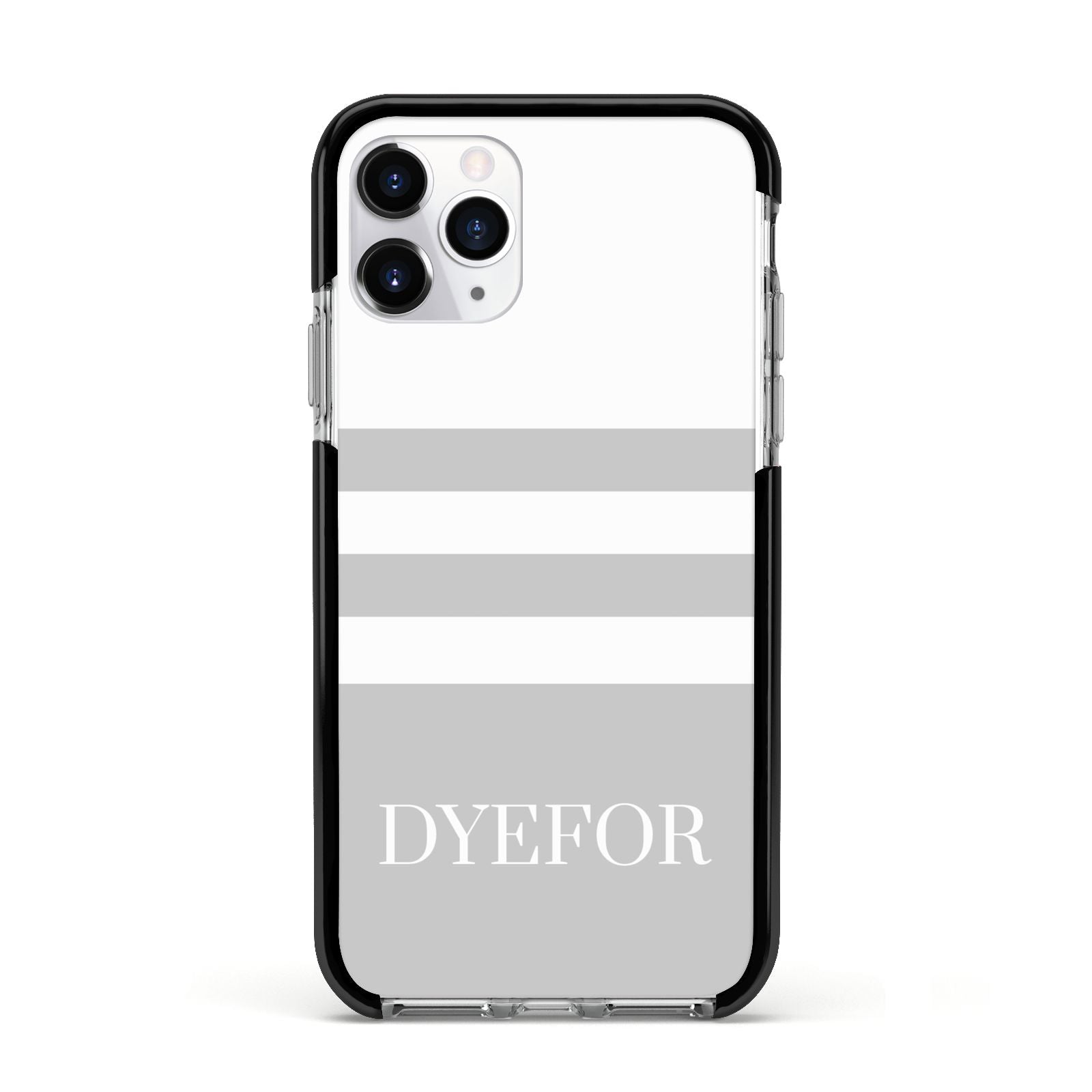 Stripes Personalised Name Apple iPhone 11 Pro in Silver with Black Impact Case
