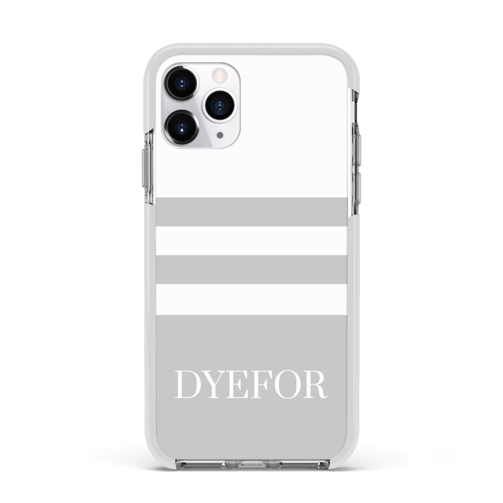 Stripes Personalised Name Apple iPhone 11 Pro in Silver with White Impact Case