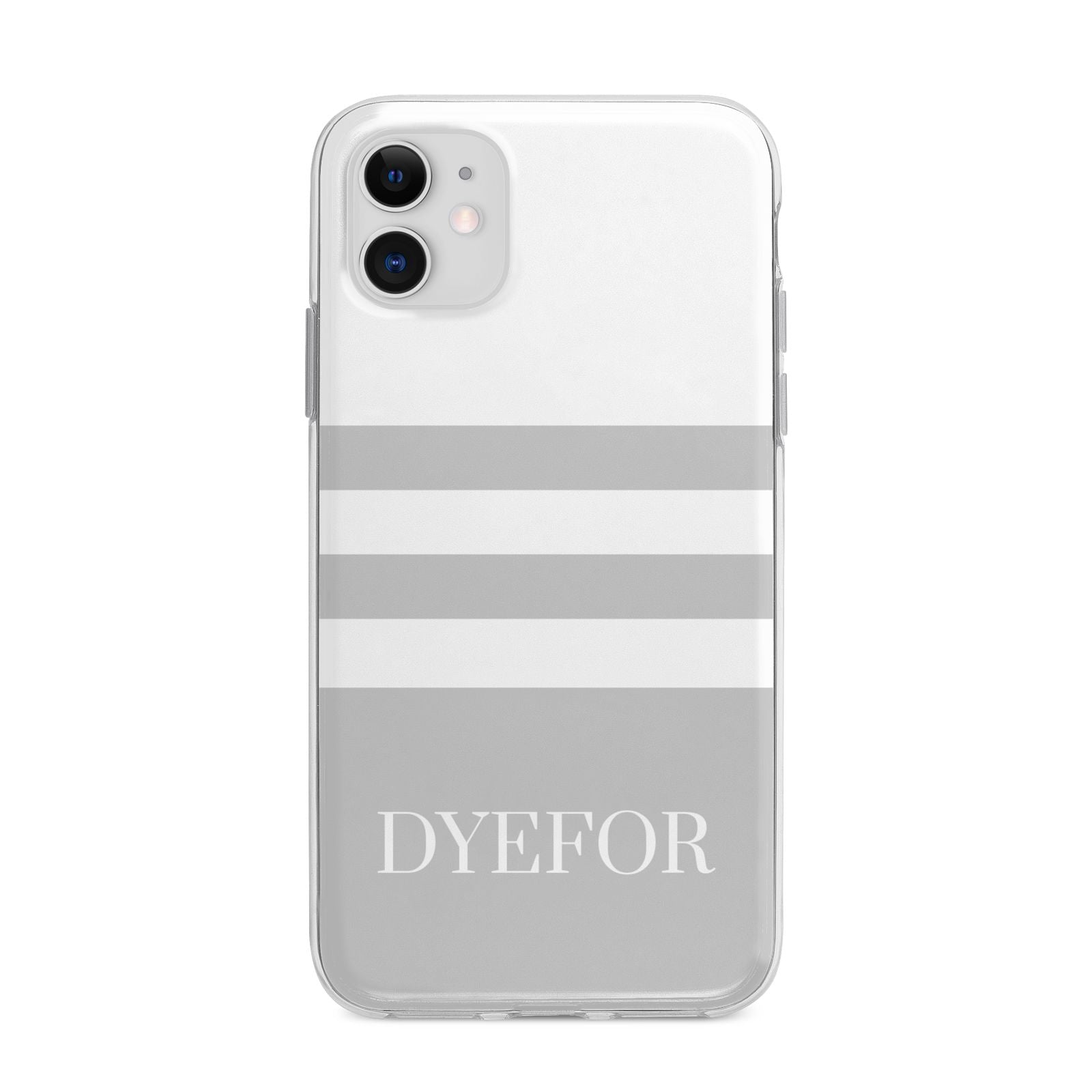 Stripes Personalised Name Apple iPhone 11 in White with Bumper Case