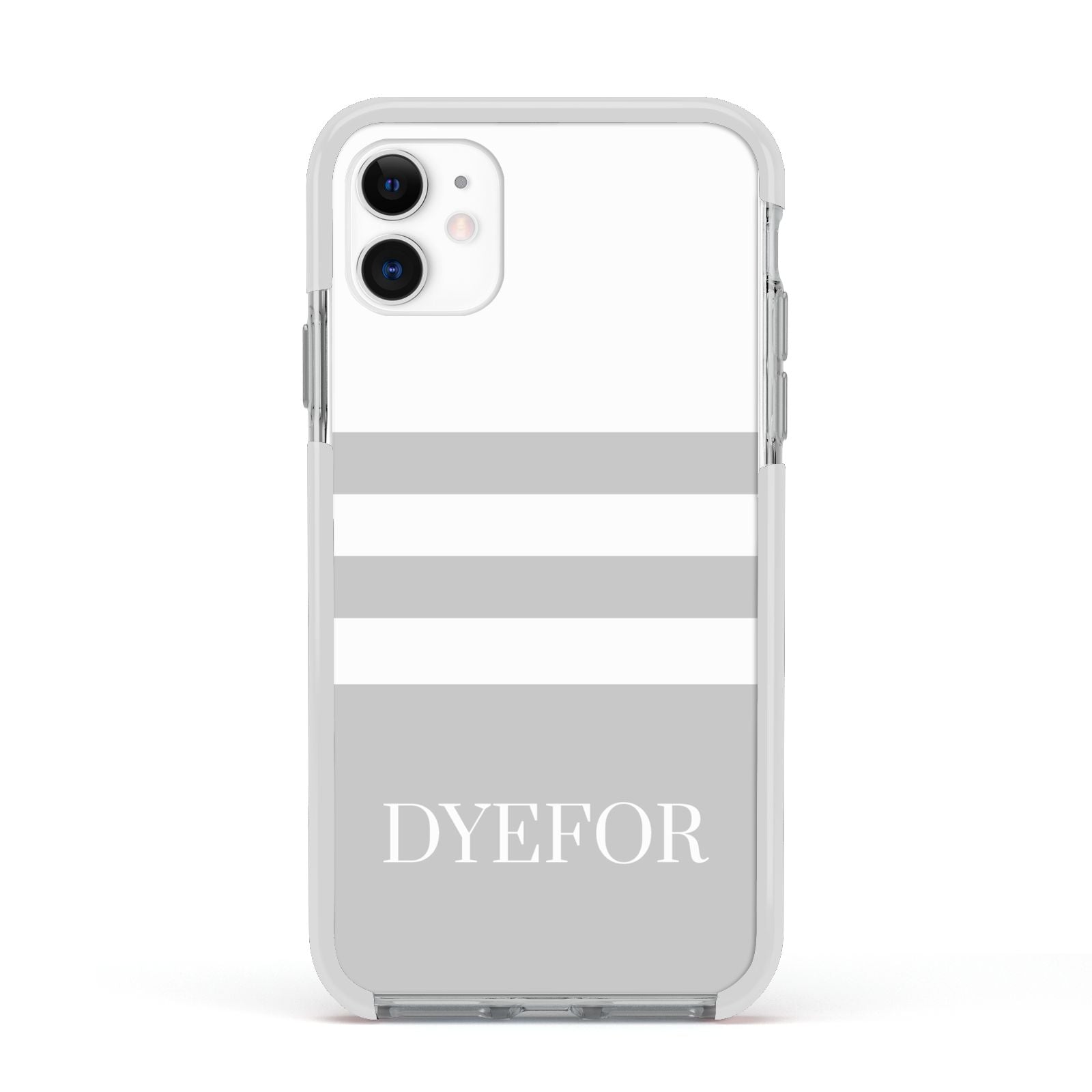 Stripes Personalised Name Apple iPhone 11 in White with White Impact Case