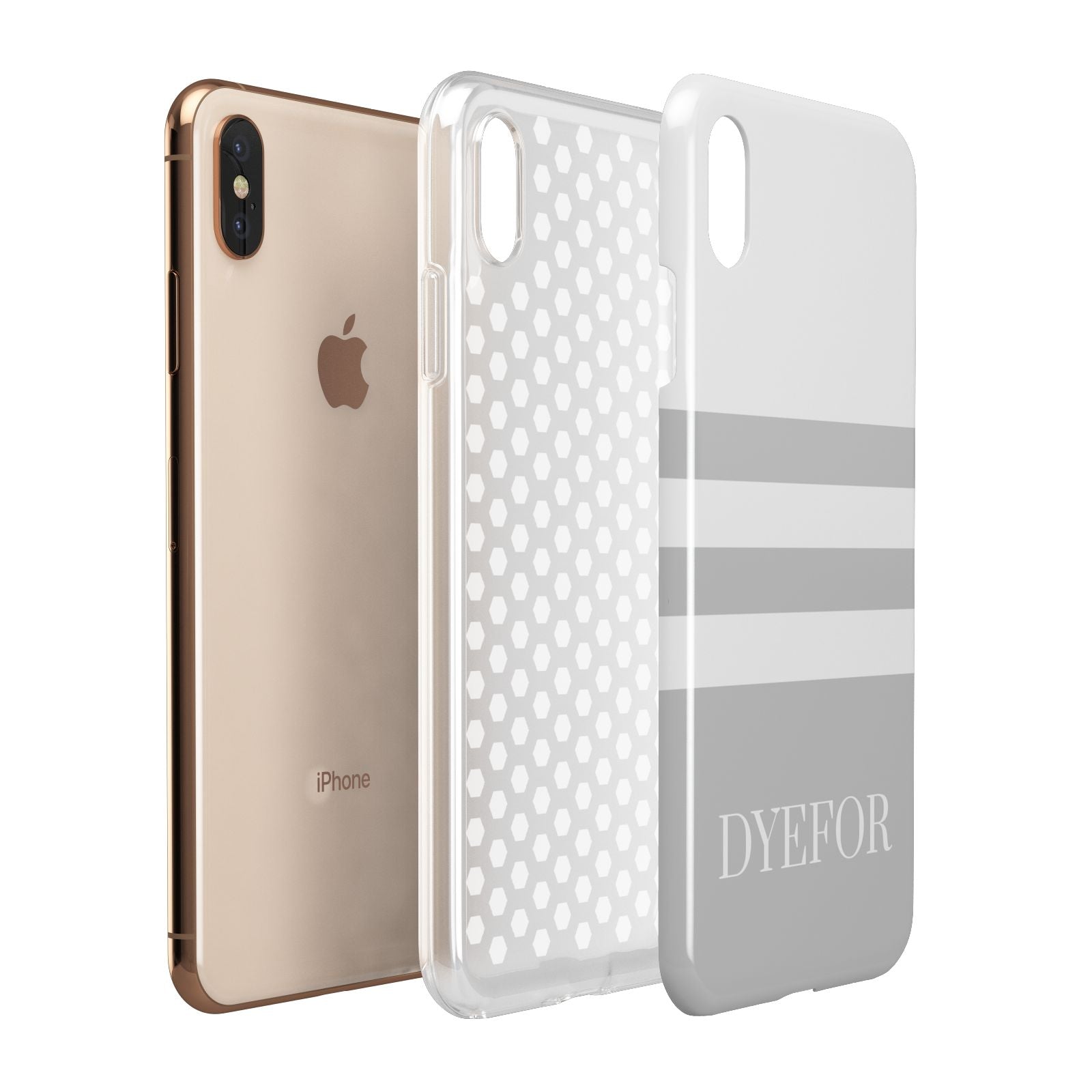 Stripes Personalised Name Apple iPhone Xs Max 3D Tough Case Expanded View