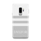 Stripes Personalised Name Samsung Galaxy S9 Plus Case on Silver phone