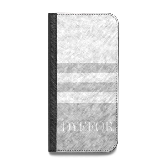 Stripes Personalised Name Vegan Leather Flip iPhone Case