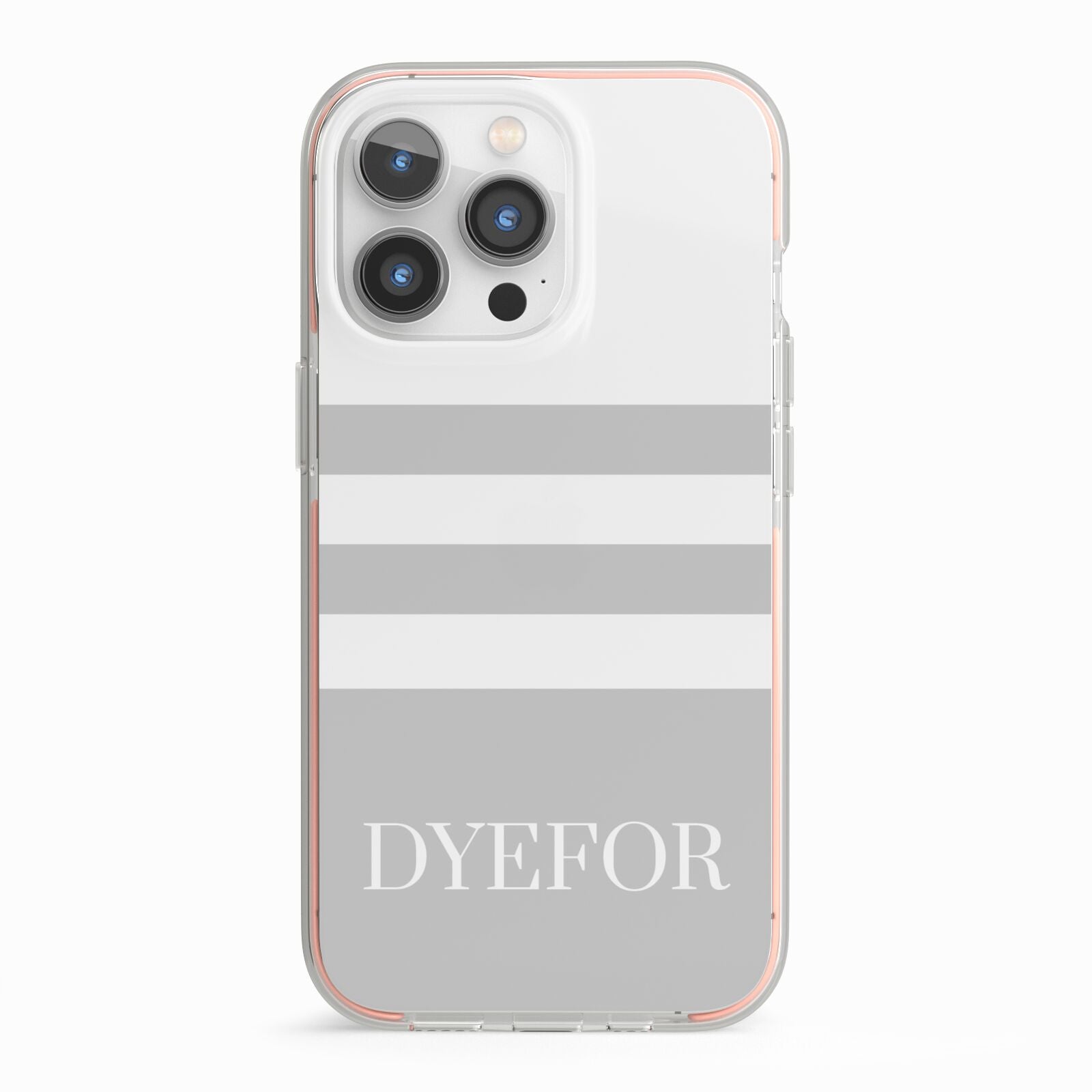 Stripes Personalised Name iPhone 13 Pro TPU Impact Case with Pink Edges