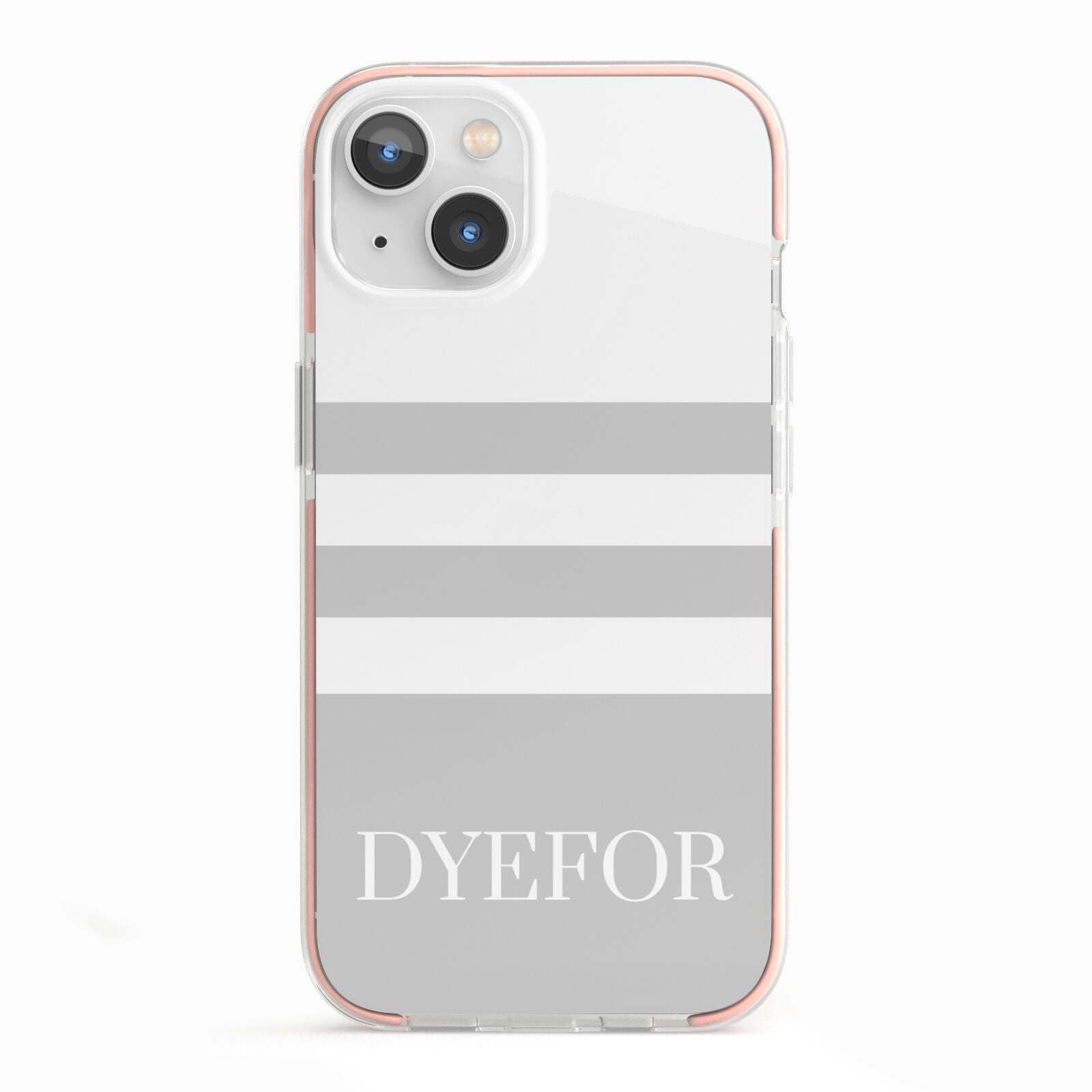 Stripes Personalised Name iPhone 13 TPU Impact Case with Pink Edges