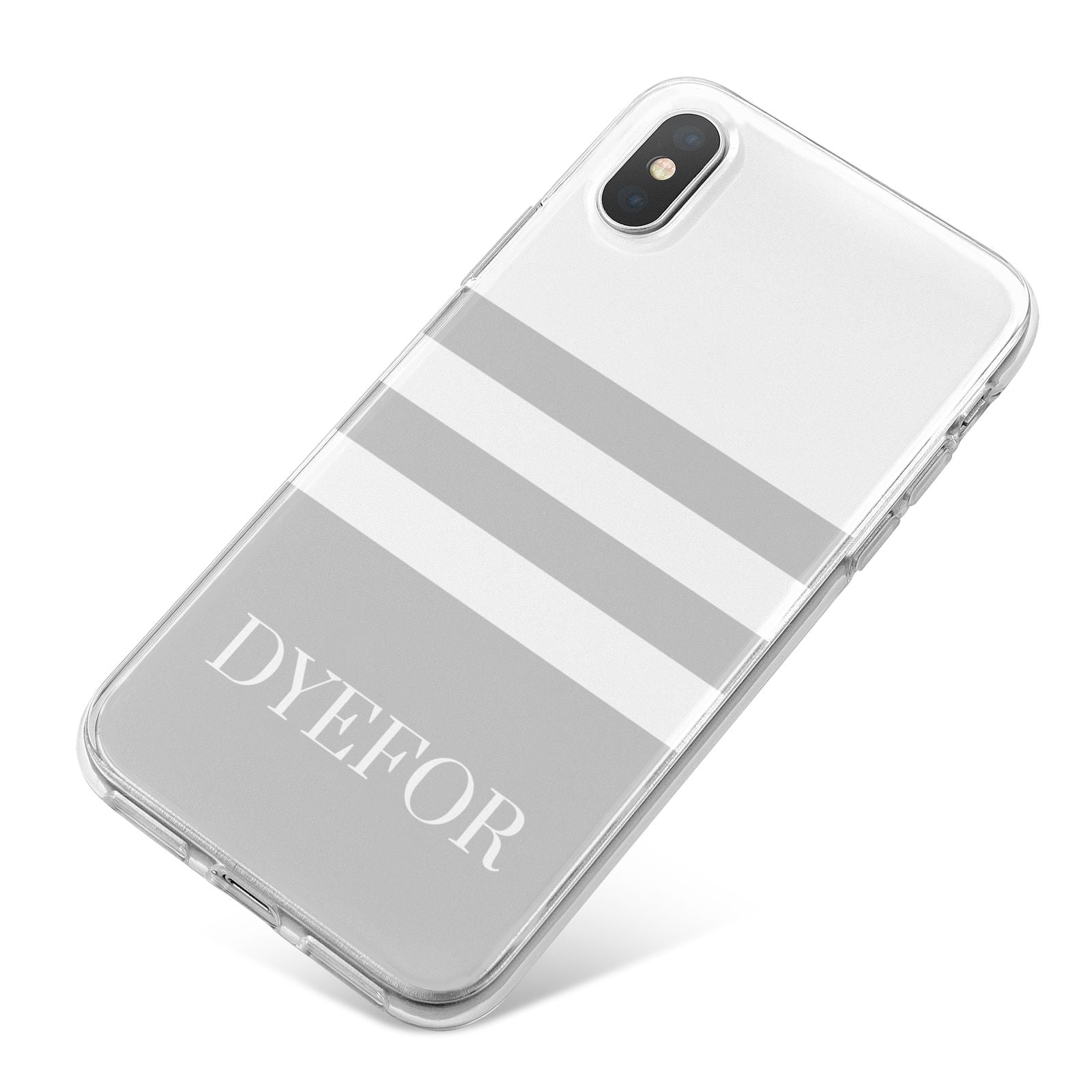 Stripes Personalised Name iPhone X Bumper Case on Silver iPhone