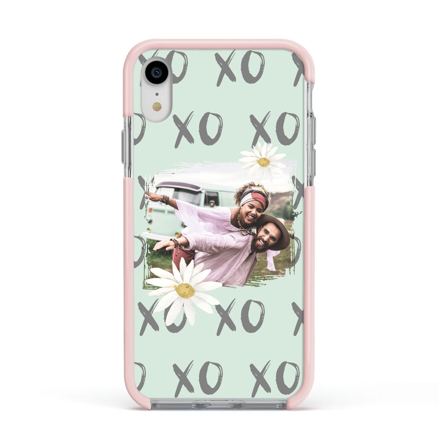 Summer Custom Photo Apple iPhone XR Impact Case Pink Edge on Silver Phone