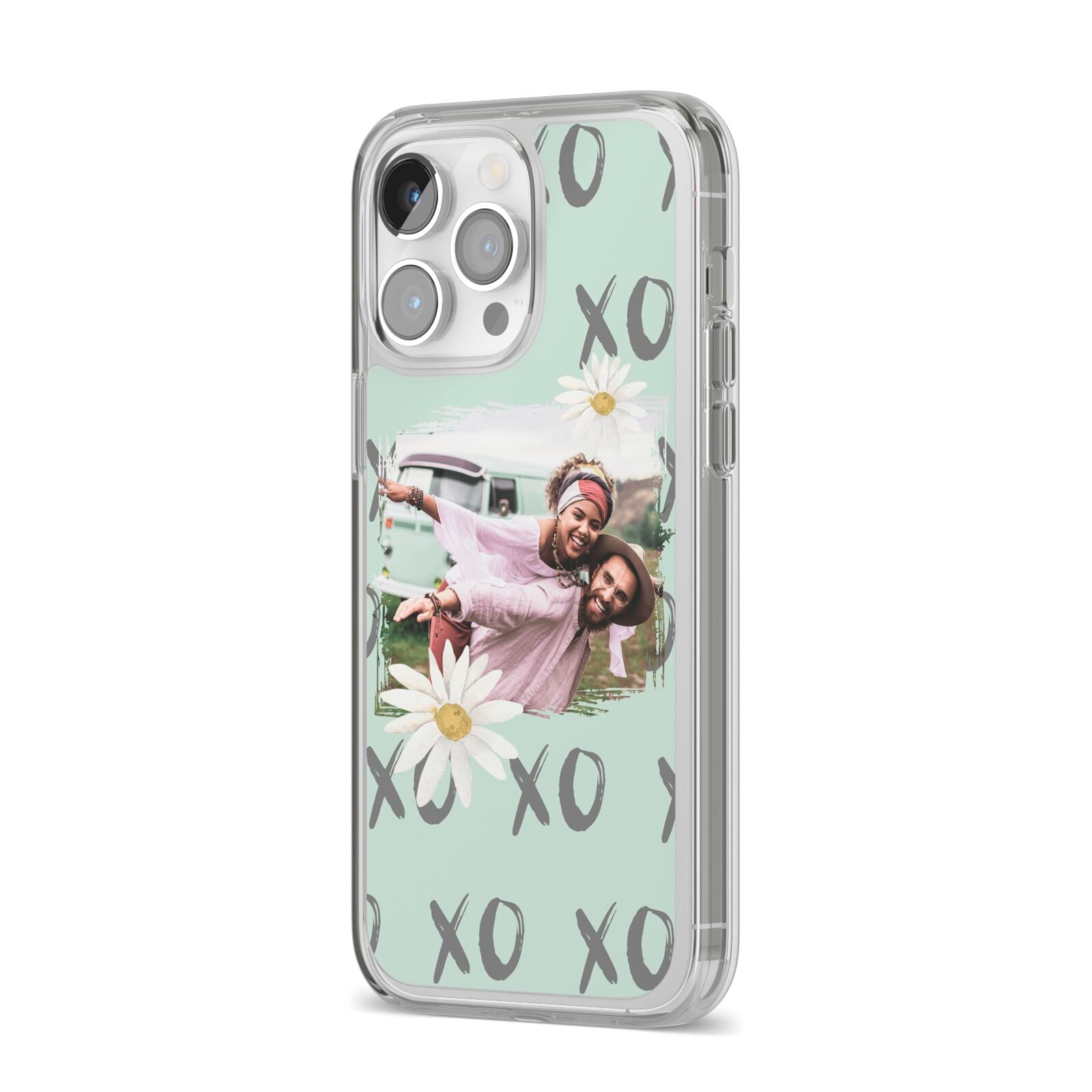 Summer Custom Photo iPhone 14 Pro Max Clear Tough Case Silver Angled Image