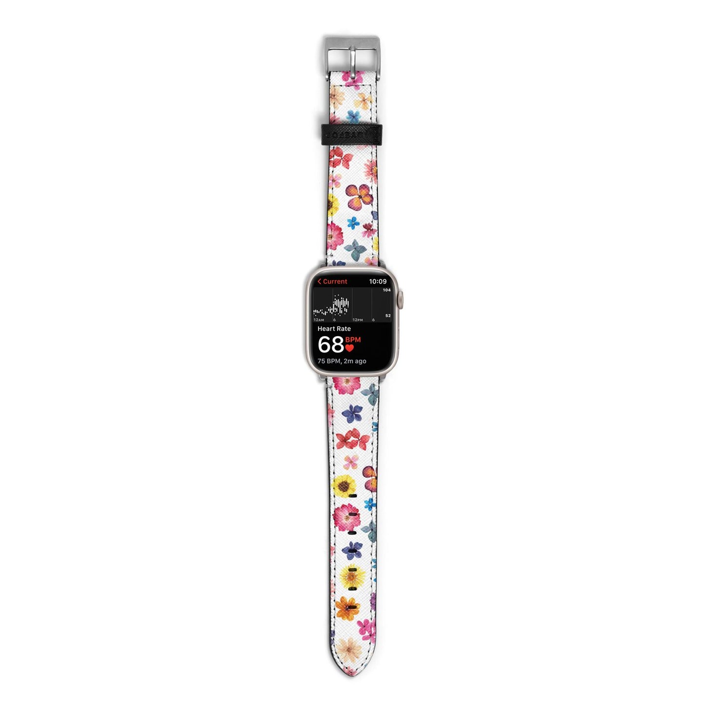 Summer Floral Apple Watch Strap Size 38mm with Silver Hardware