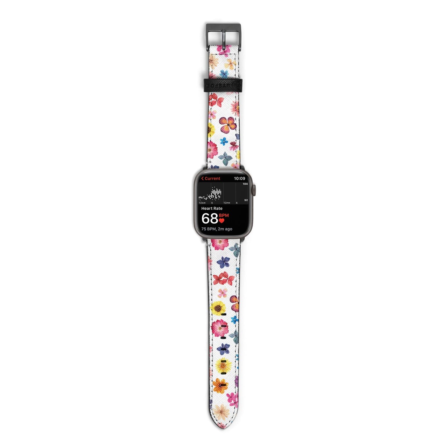 Summer Floral Apple Watch Strap Size 38mm with Space Grey Hardware