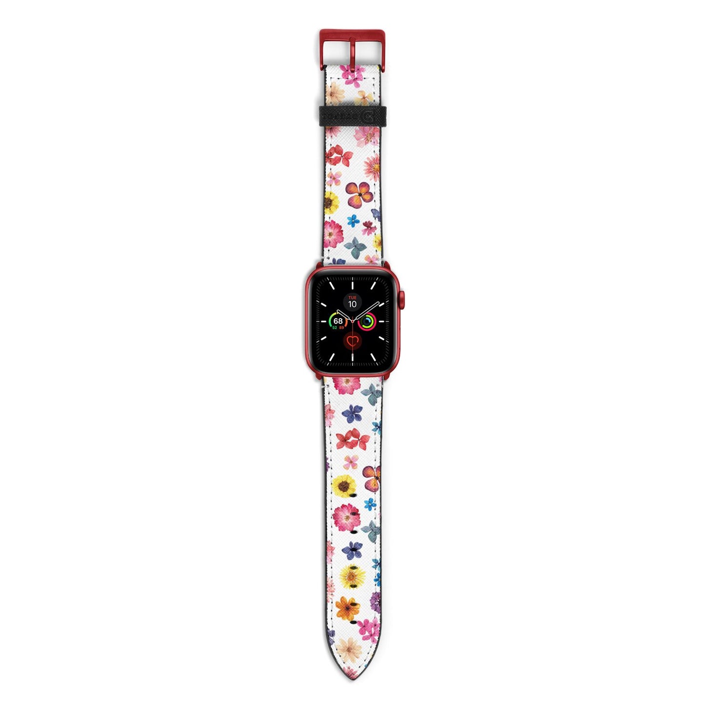Summer Floral Apple Watch Strap with Red Hardware