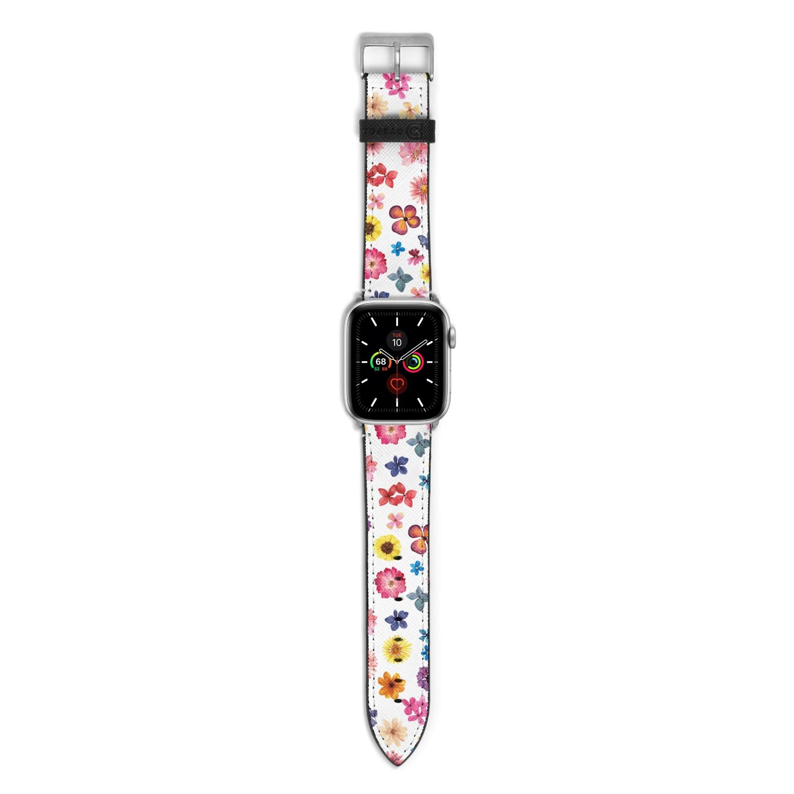 Summer Floral Apple Watch Strap with Silver Hardware