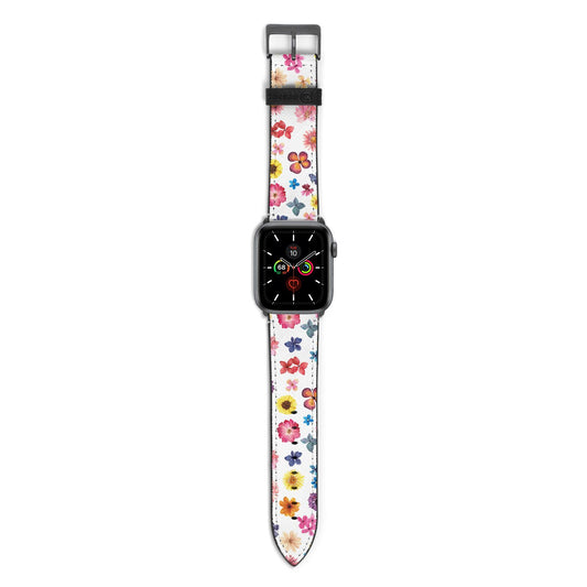 Summer Floral Apple Watch Strap with Space Grey Hardware