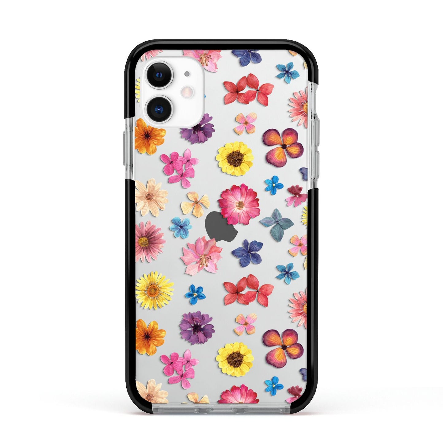 Summer Floral Apple iPhone 11 in White with Black Impact Case