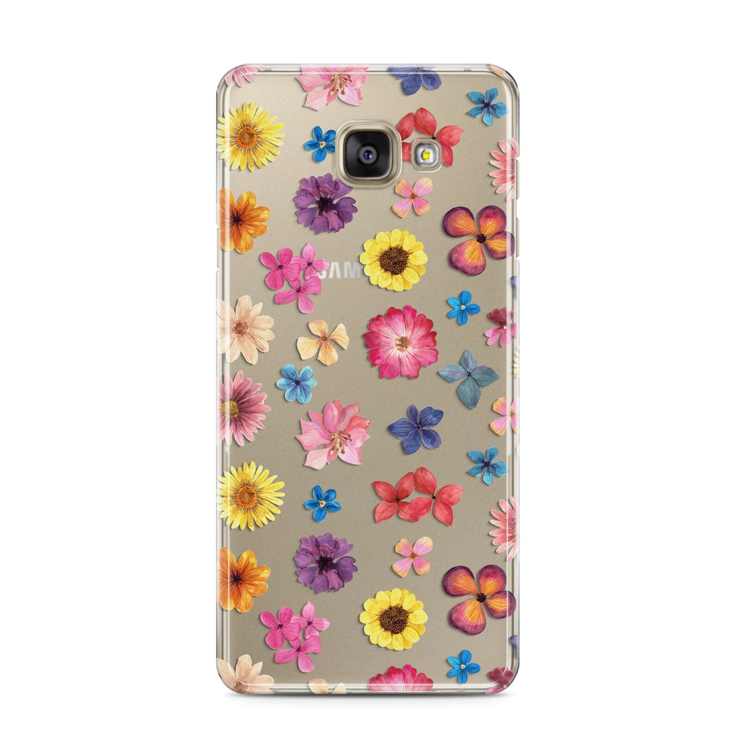Summer Floral Samsung Galaxy A3 2016 Case on gold phone
