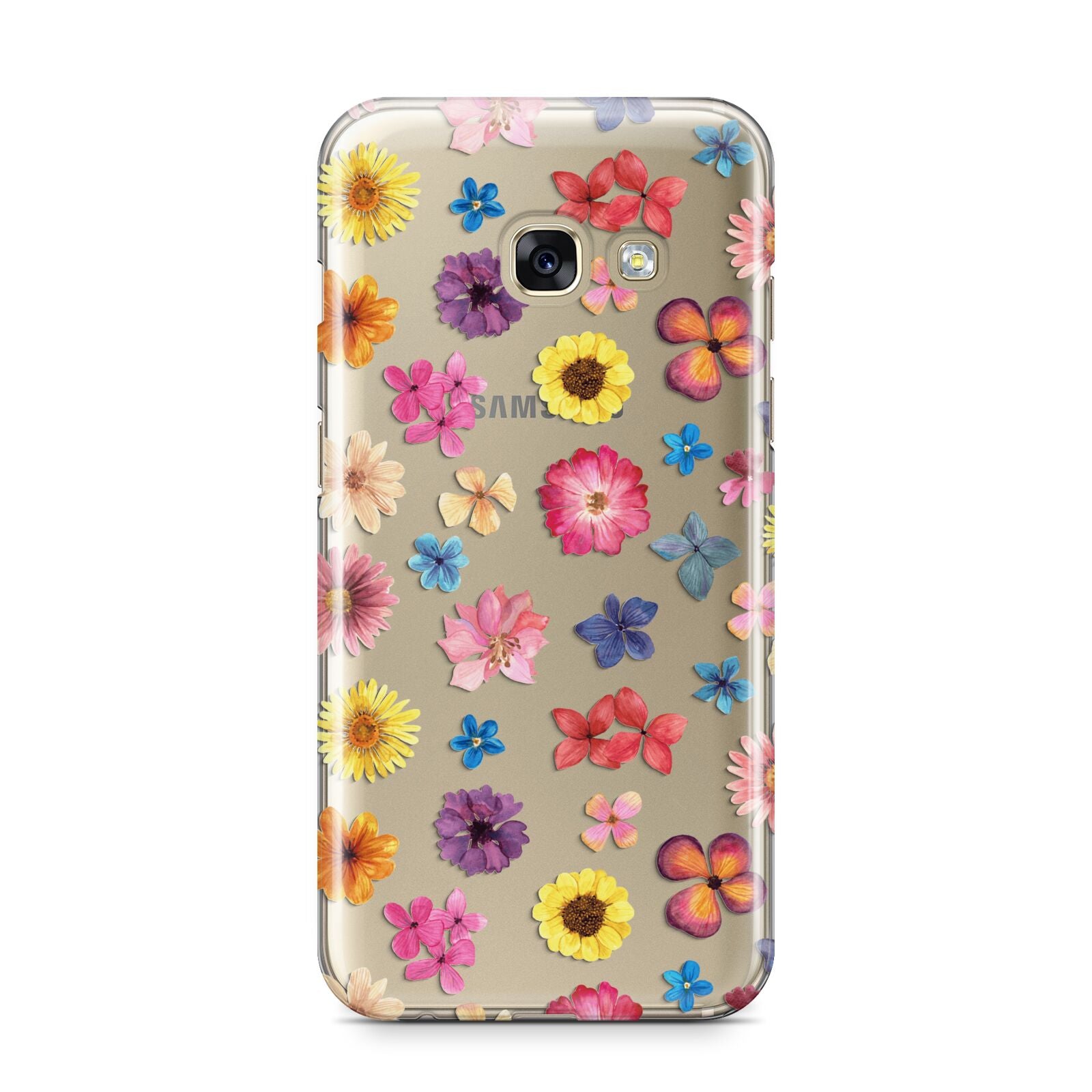 Summer Floral Samsung Galaxy A3 2017 Case on gold phone