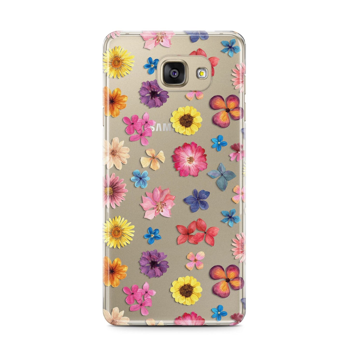 Summer Floral Samsung Galaxy A7 2016 Case on gold phone