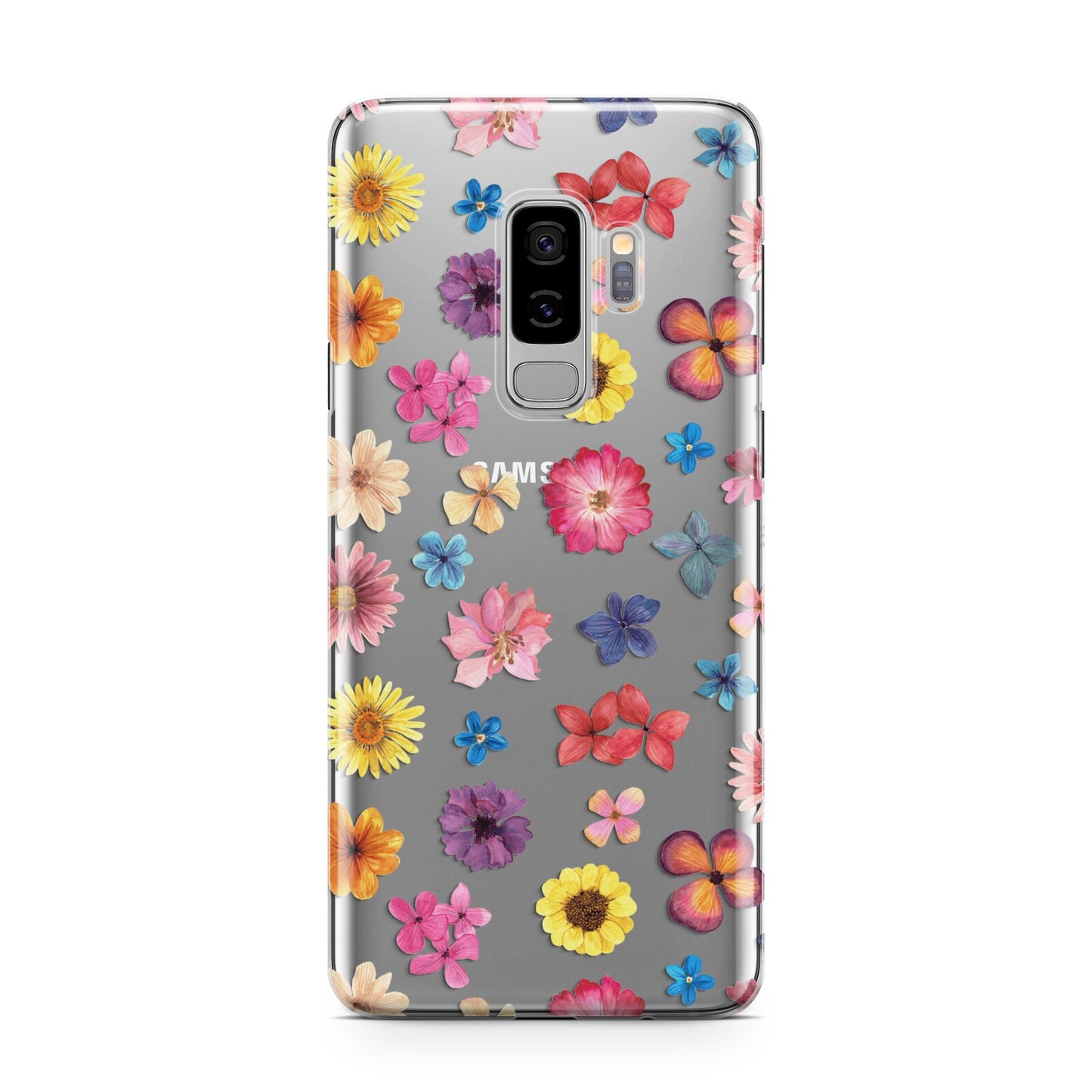 Summer Floral Samsung Galaxy S9 Plus Case on Silver phone
