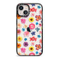 Summer Floral iPhone 13 Black Impact Case on Silver phone