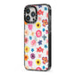 Summer Floral iPhone 13 Pro Max Black Impact Case Side Angle on Silver phone