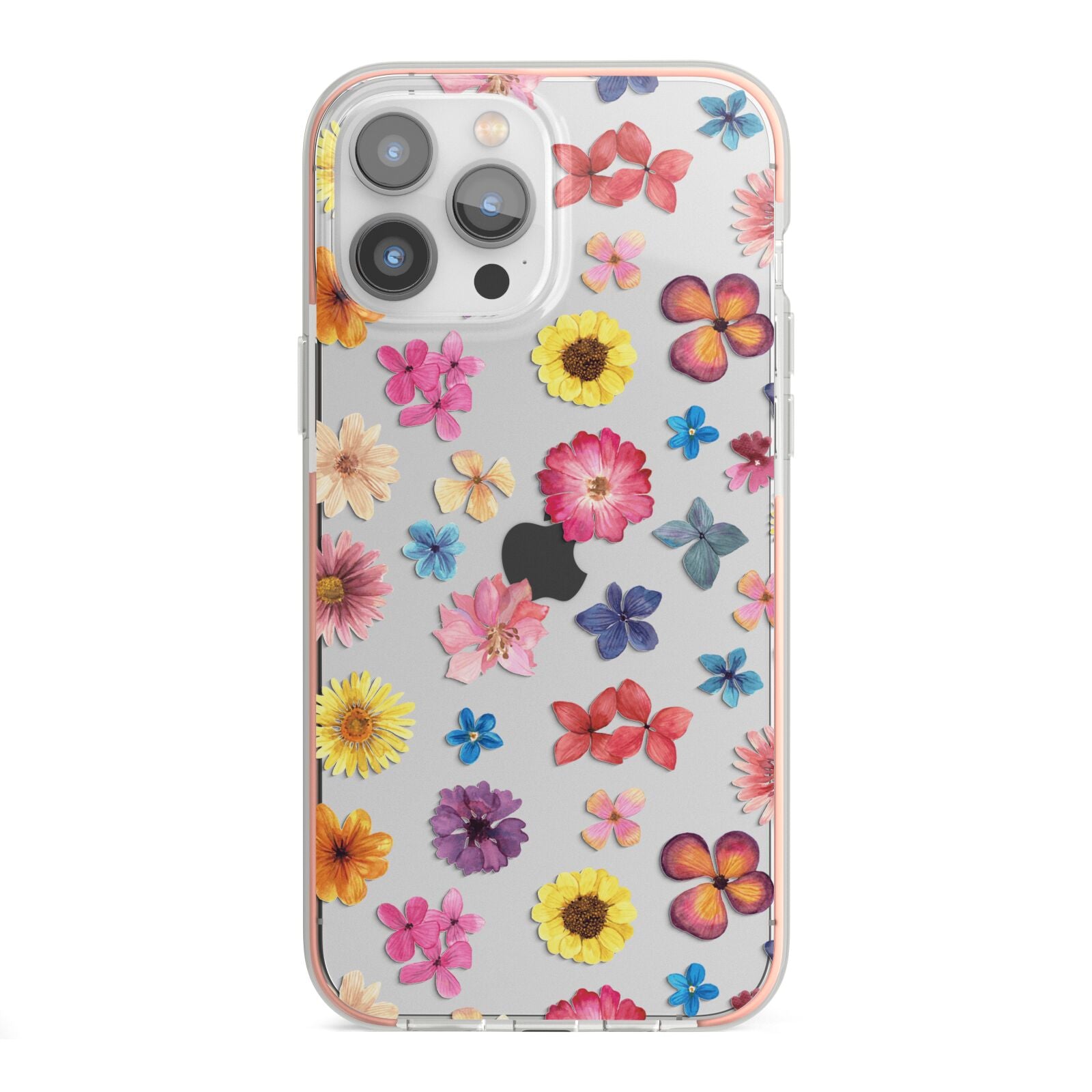 Summer Floral iPhone 13 Pro Max TPU Impact Case with Pink Edges