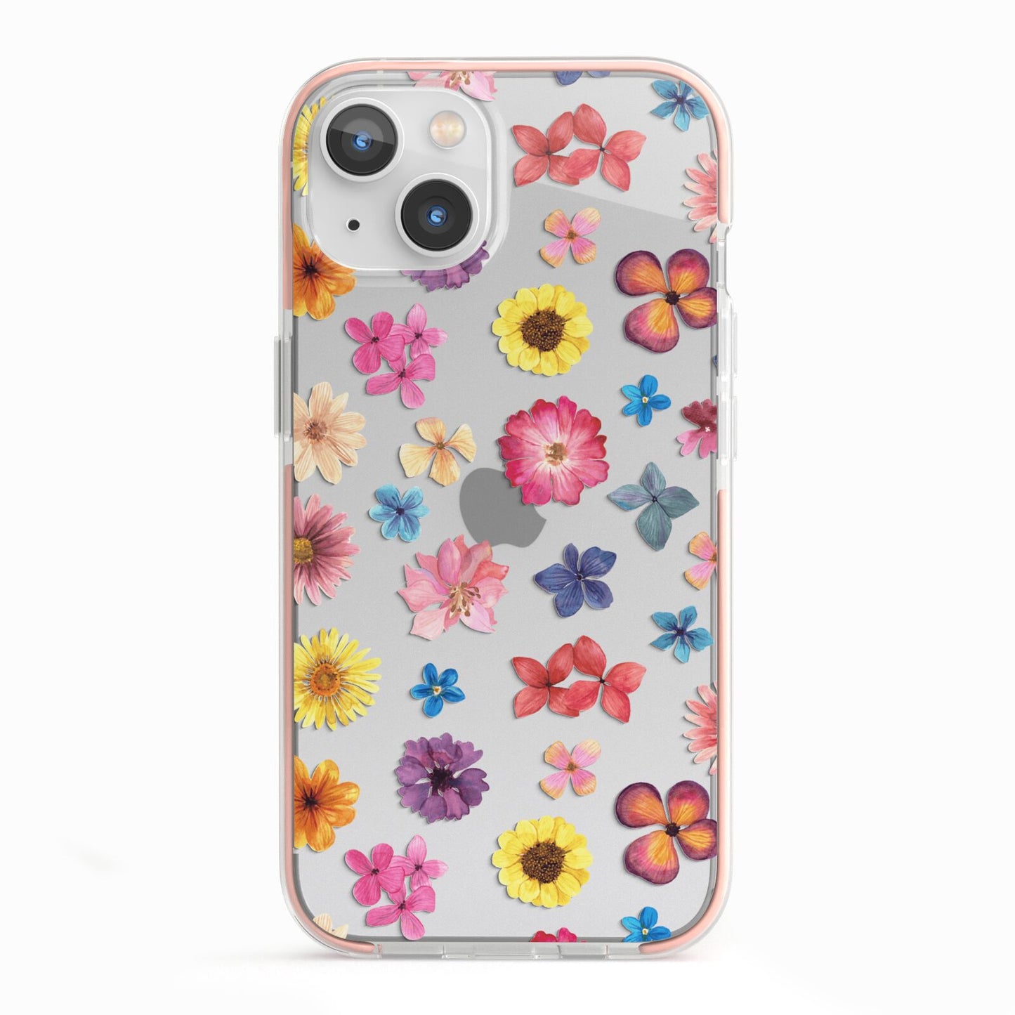 Summer Floral iPhone 13 TPU Impact Case with Pink Edges