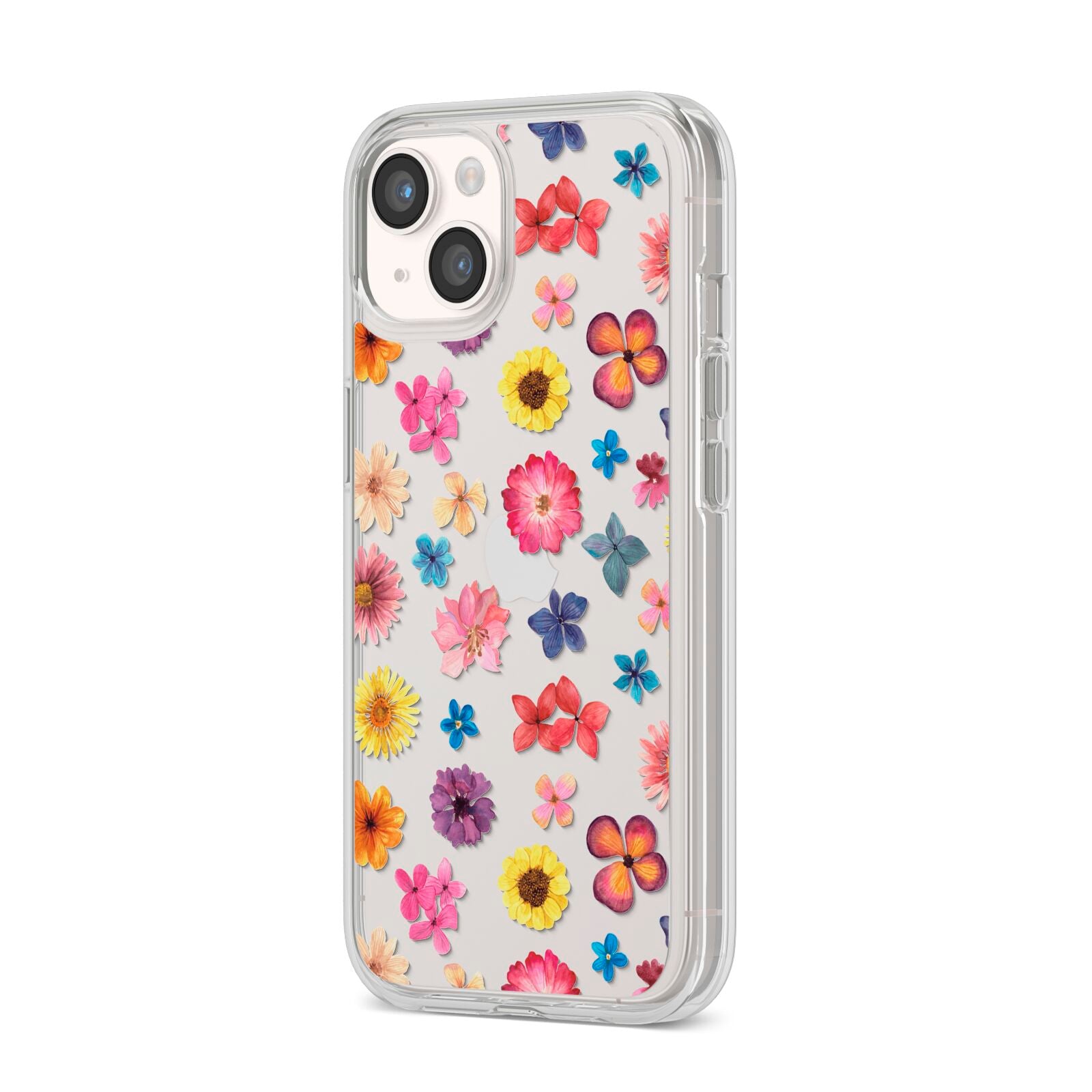 Summer Floral iPhone 14 Clear Tough Case Starlight Angled Image