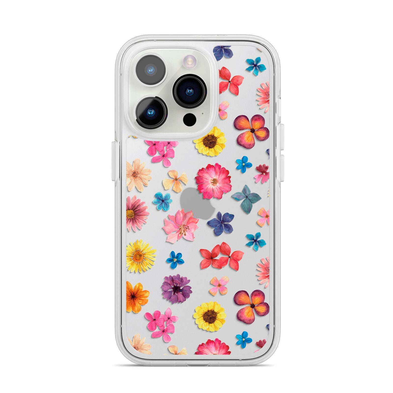 Summer Floral iPhone 14 Pro Clear Tough Case Silver