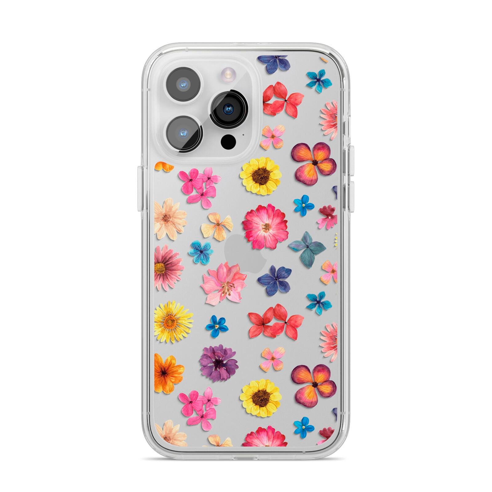 Summer Floral iPhone 14 Pro Max Clear Tough Case Silver