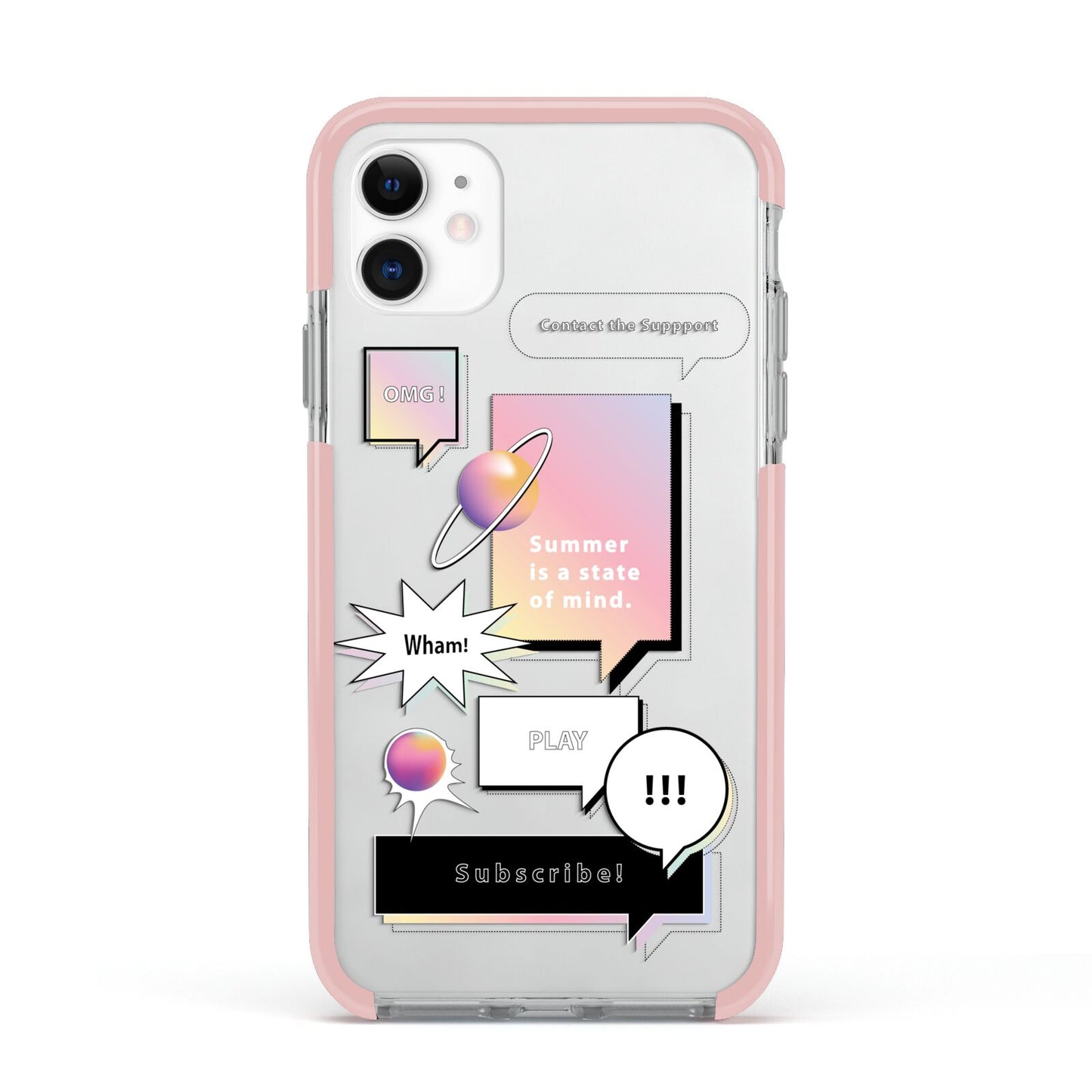 Summer Is A State Of Mind Apple iPhone 11 in White with Pink Impact Case
