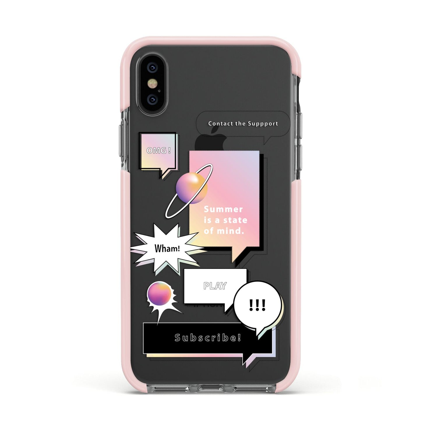 Summer Is A State Of Mind Apple iPhone Xs Impact Case Pink Edge on Black Phone